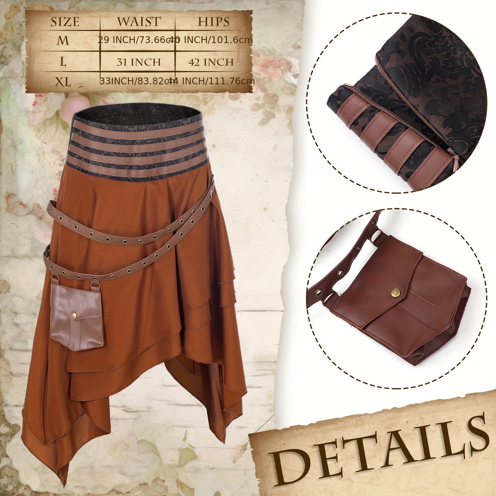 Costume Donna Pirata Rinascimentale – Set Steampunk 4 Pezzi per Halloween ,Carnevale