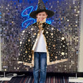 Costume Mago Bambino Nero – Mantello con Cappello per Halloween e Carnevale