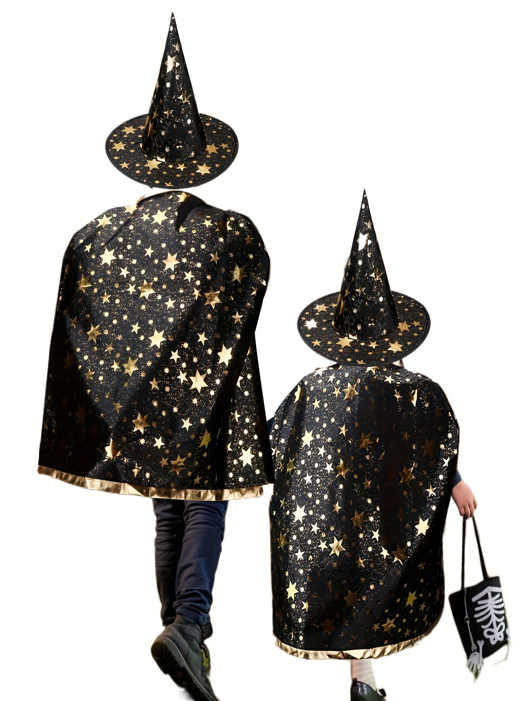 Costume Mago Bambino Nero – Mantello con Cappello per Halloween e Carnevale