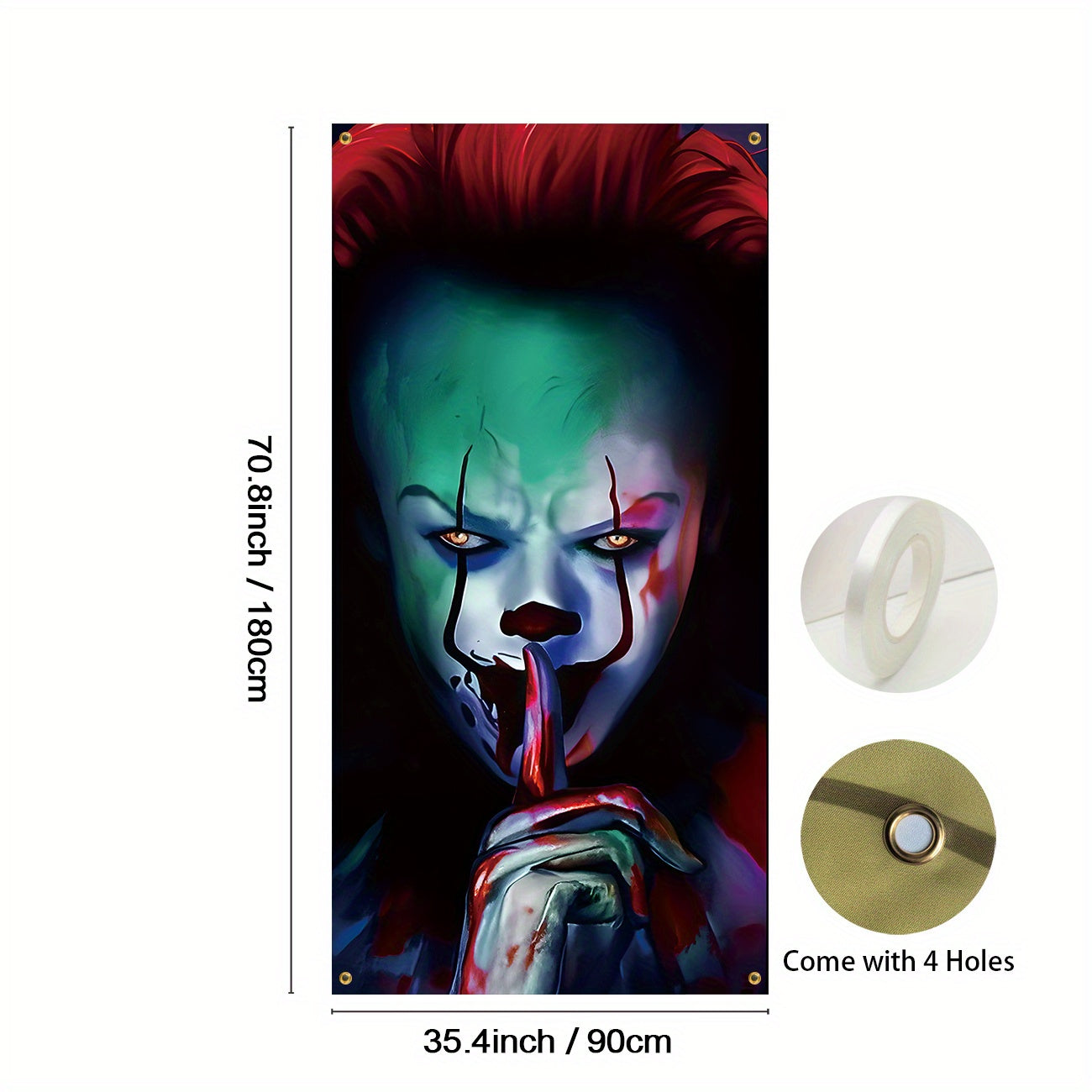 Banner Porta Halloween 2D – Decorazione Faccia Spaventosa per Ingresso e Giardino