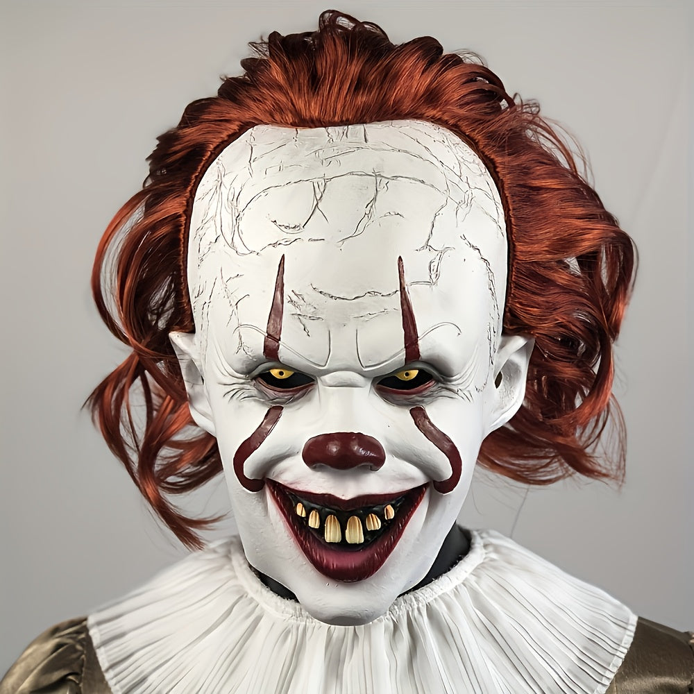 Maschera Clown Rosso Realistica – Costume Adulto in Lattice per Halloween e Feste Horror