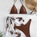 Bikini Donna 3 Pezzi Mesh Stampa - Collo V Laccetti Alta Elasticità