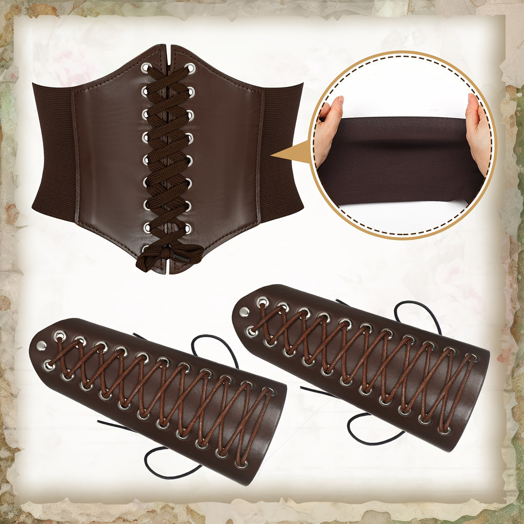 Costume Donna Pirata Rinascimentale – Set Steampunk 4 Pezzi per Halloween ,Carnevale