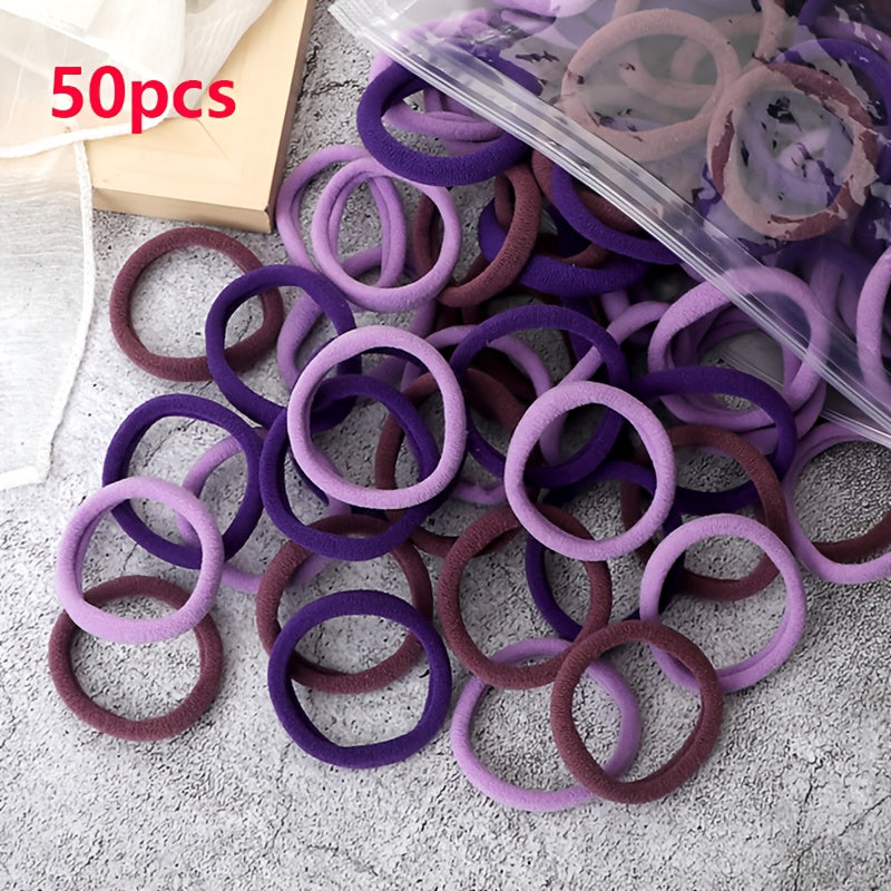 Set 50 Elastici per Capelli Donna - Fasce Elastiche Tinta Unita 4cm