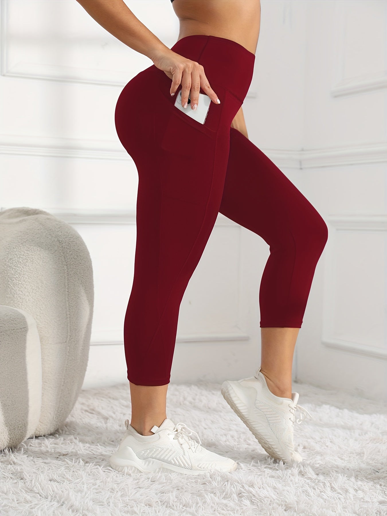 Leggings Yoga Donna Vita Alta 7/8 - Pantaloni Sportivi con Tasca Push-Up