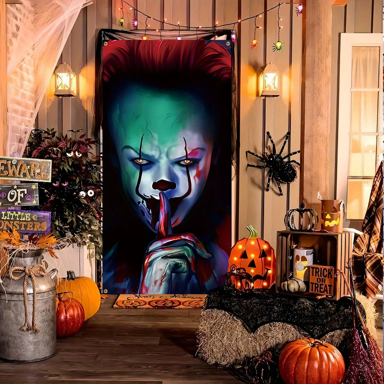 Banner Porta Halloween 2D – Decorazione Faccia Spaventosa per Ingresso e Giardino