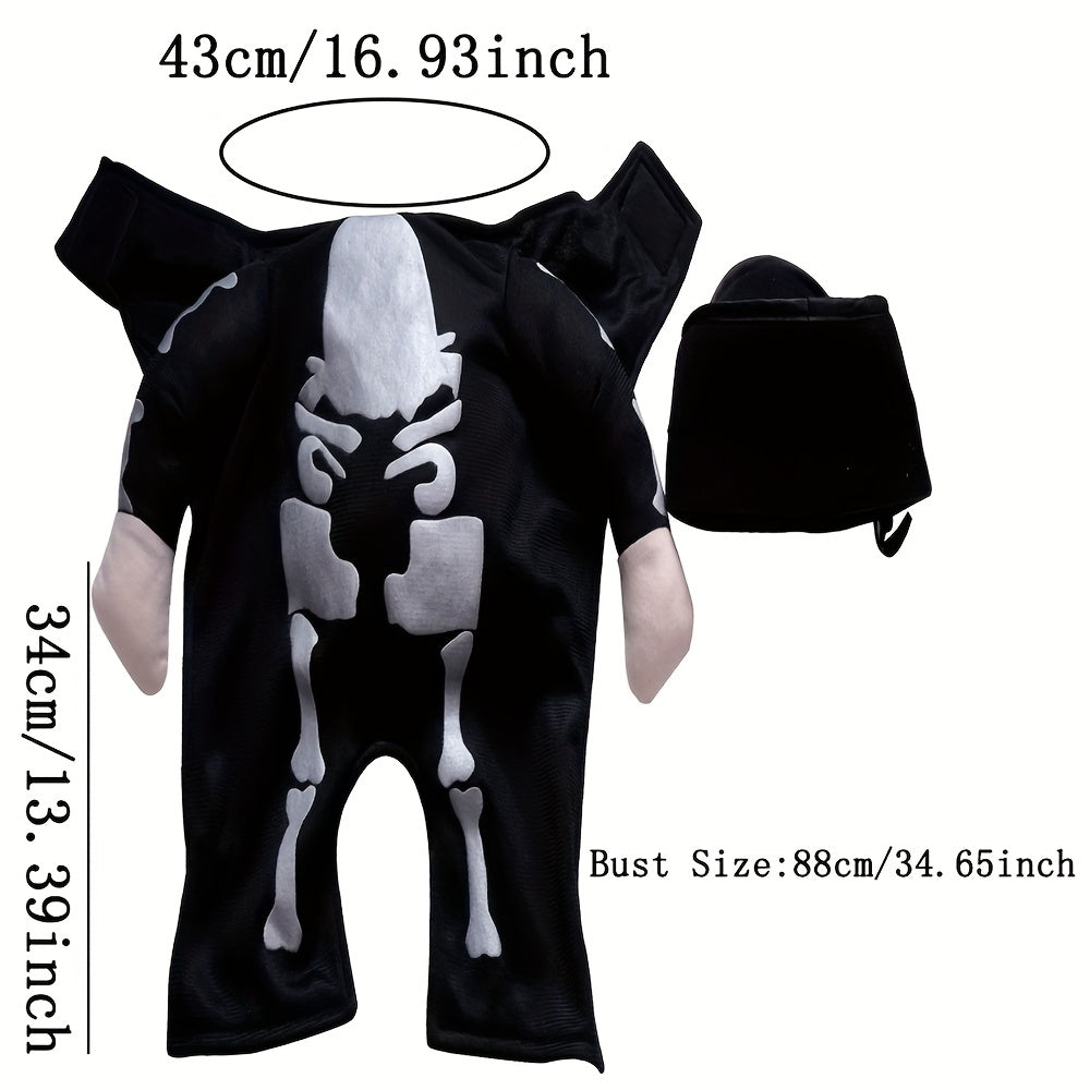 Dog Halloween Costumes Glow-in-The-Dark Skeleton Skull Outfit & Hat Small Dog Costume, Funny Scary Halloween Costumes Cosplay Clothes For Small Dog S, Black