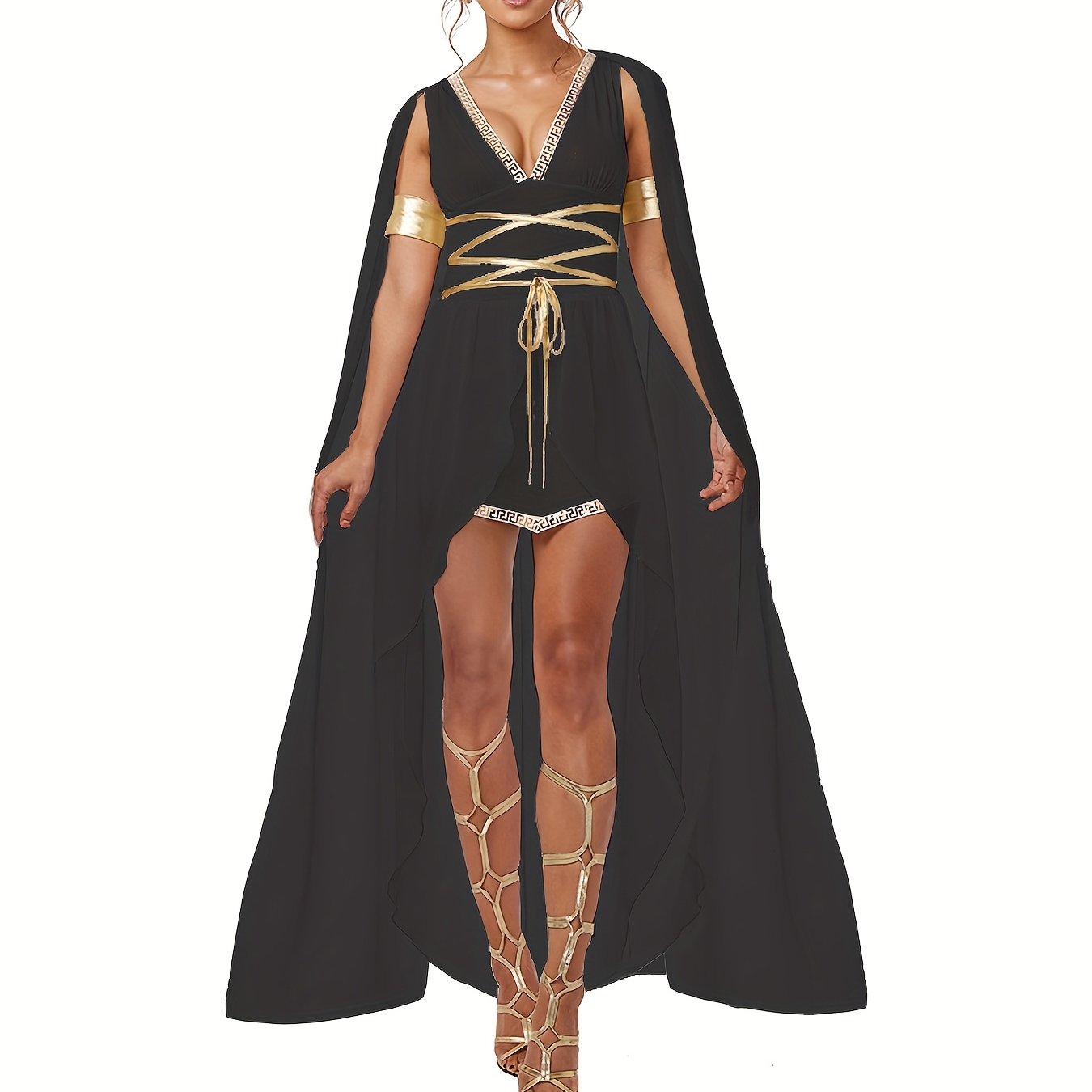 Medieval Halloween Costume Role Play Ancient Roman Greek Goddess Carnival Stage Outfit Set 4pcs Set: Dress+ Headpiece+ Sleeves+ Belt, Halloween Costumes Women, Womens Halloween Costume, Costumes For Women, Halloween Disfraz,
