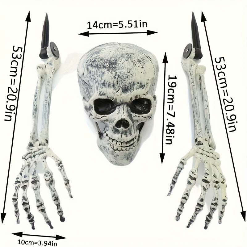 Decorazione Scheletro Halloween Realistico – Teschio con Braccia per Giardino e Feste