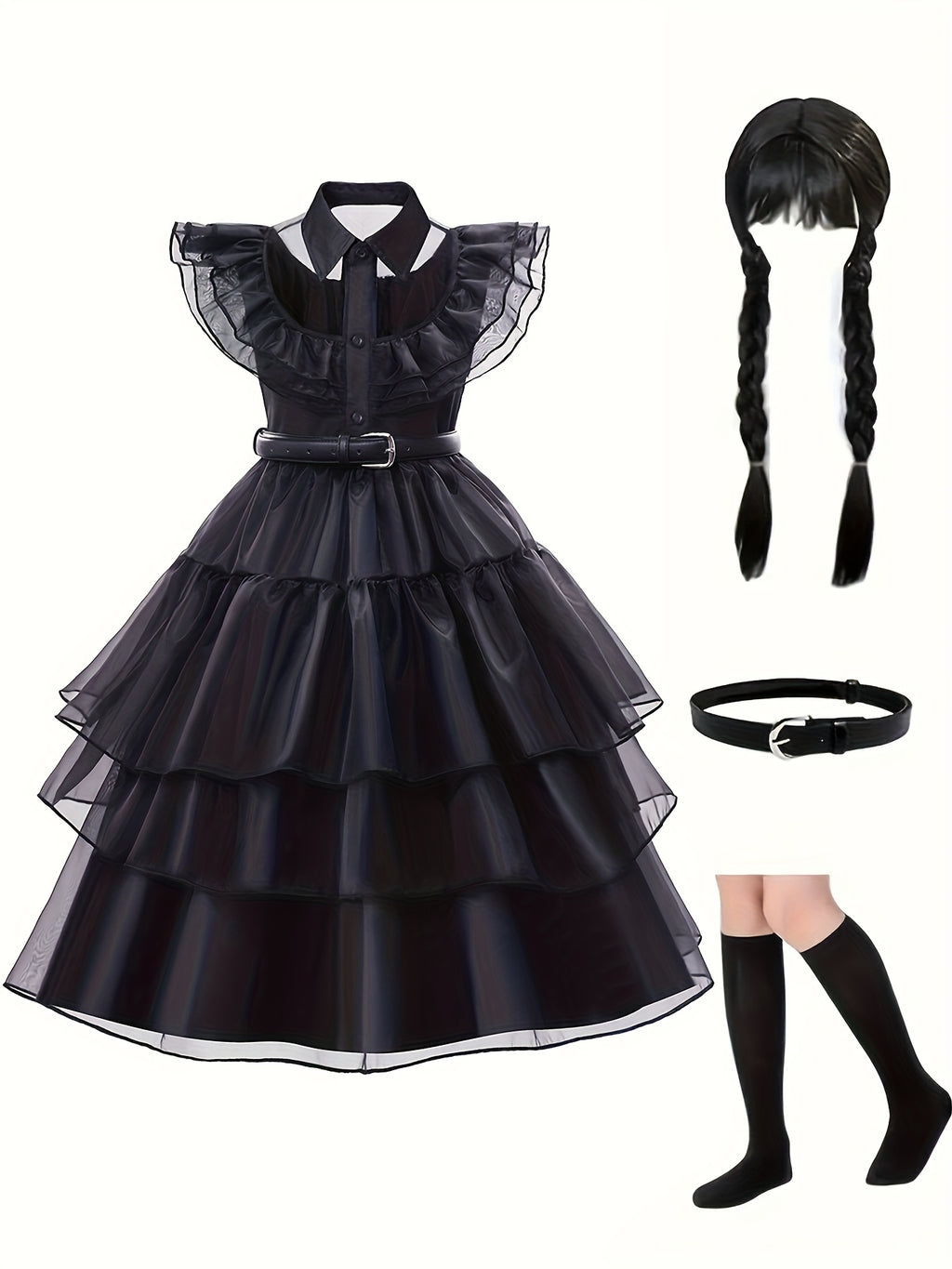 Vestito Principessa Gotica Bambina Nero – Costume Elegante per Halloween e Feste