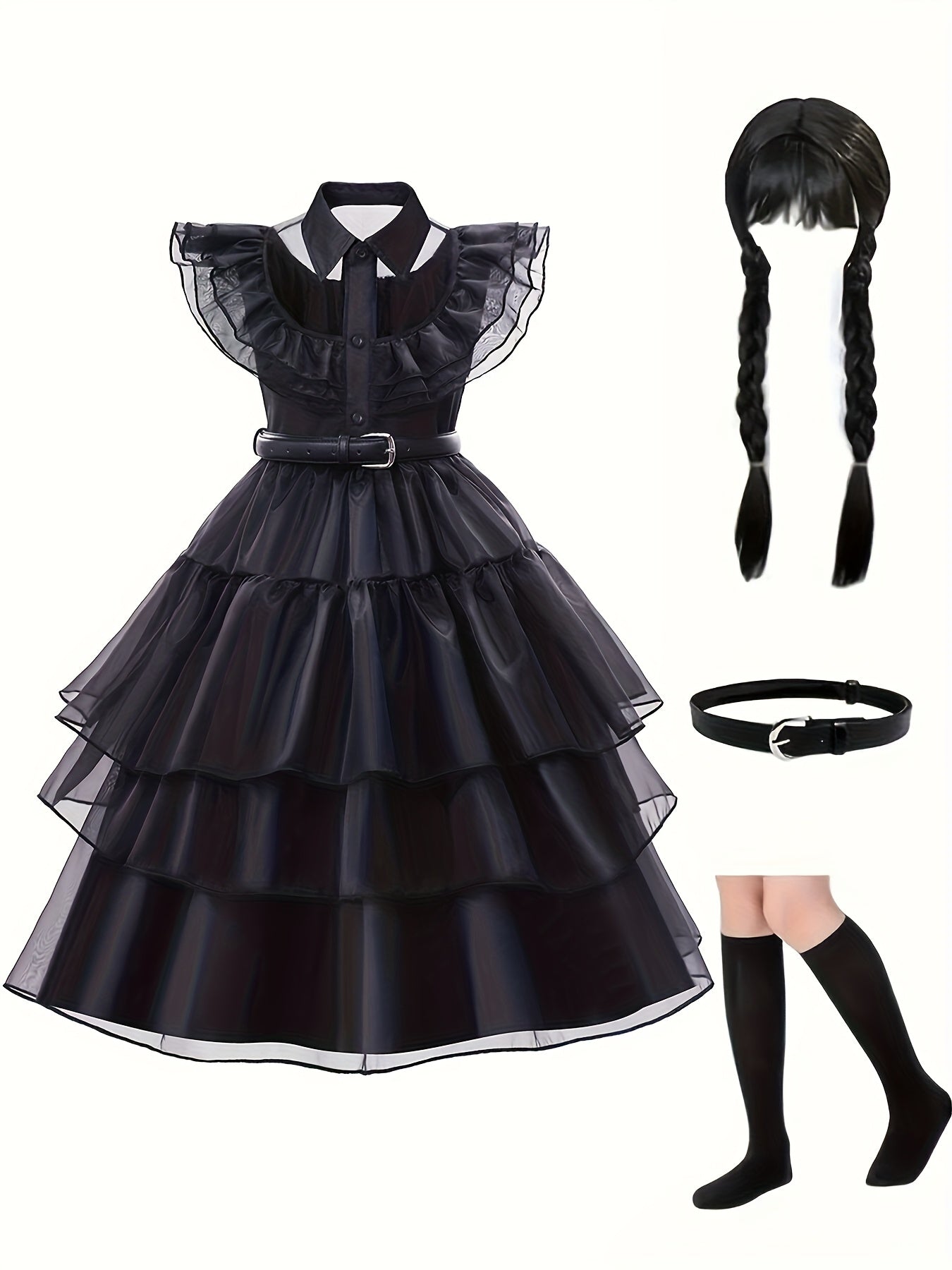 Vestito Principessa Gotica Bambina Nero – Costume Elegante per Halloween e Feste
