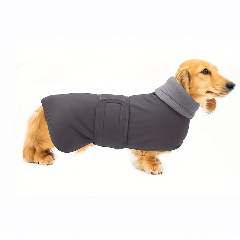 Cozy Gray Dachshund dog Coat - Soft Padded Fleece Lining, High Collar, Adjustable Straps, Perfect for Cold Weather, Outdoor Activities, and Pet Costumes - Ideal for Small Breed Dogs