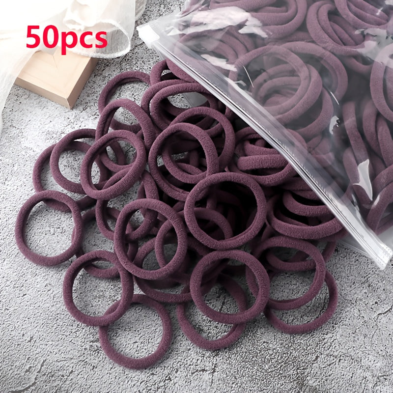 Set 50 Elastici per Capelli Donna - Fasce Elastiche Tinta Unita 4cm