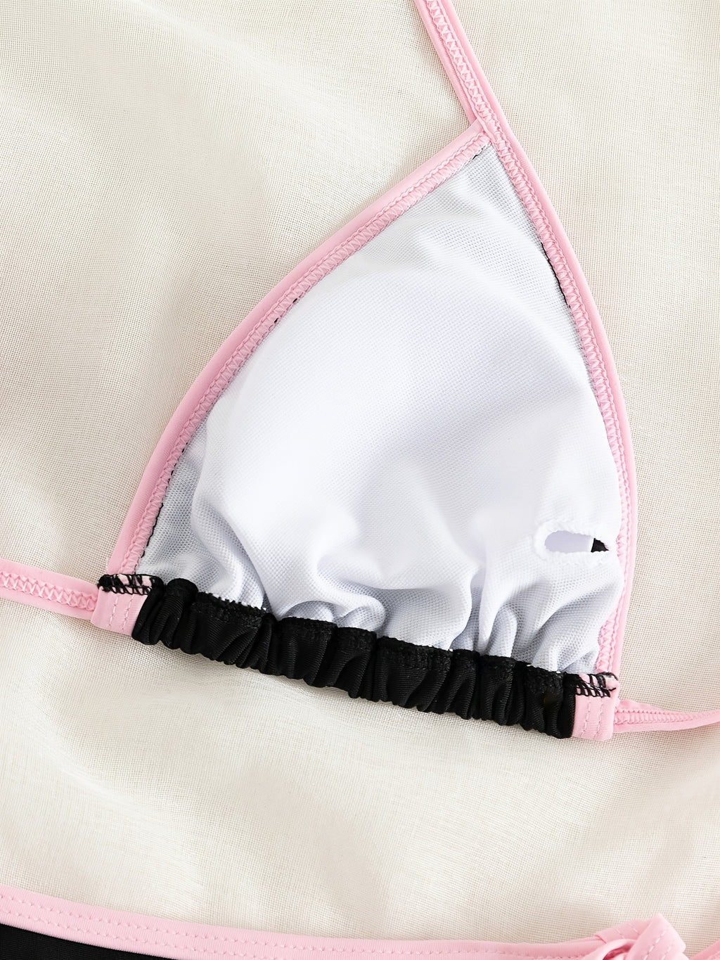 Bikini Donna 2 Pezzi Bordi Contrasto - Triangolo Halter Laccetti Laterali Elastico