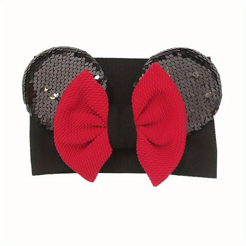 Turbante Neonato Adorabile con Orecchie e Fiocco Paillettes - Perfetto per Costume Bambina e Cosplay Cartoon