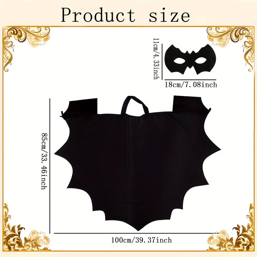 Set Costume Pipistrello Halloween – Mantella con Ali, Maschera Occhi e Fermaglio Capelli