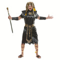 Costume Faraone Egizio Nero Uomo – Abito Storico con Copricapo per Halloween e Feste