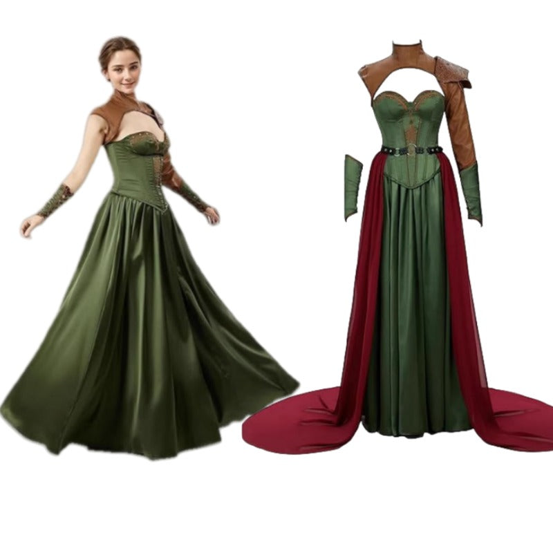 Costume Donna Medievale Rinascimentale – Abito Viking con Cintura e Mantello