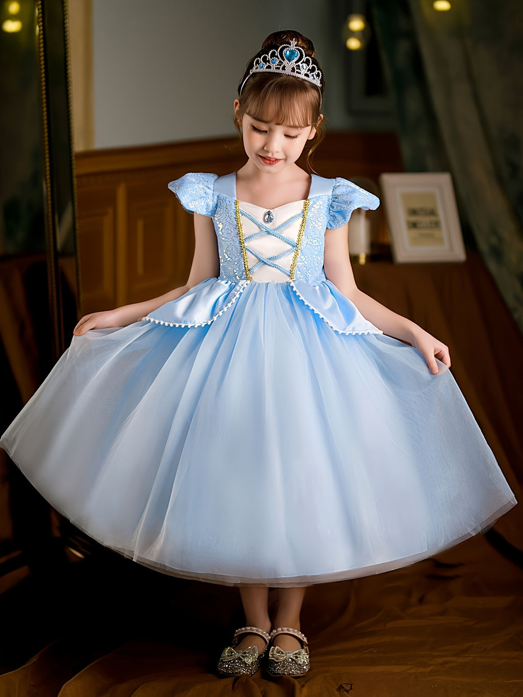 Vestito Principessa Bambina con Accessori – Costume Elegante per Carnevale Halloween e Feste