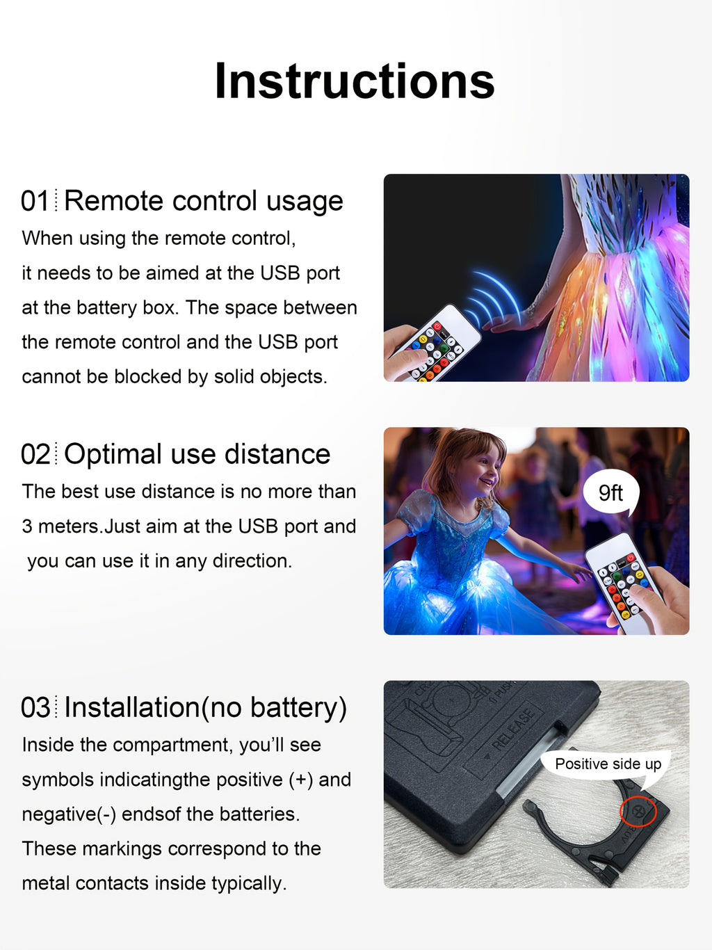 Vestito Principessa LED Bambina con Controllo Wireless – Costume Luminoso RGB per Feste