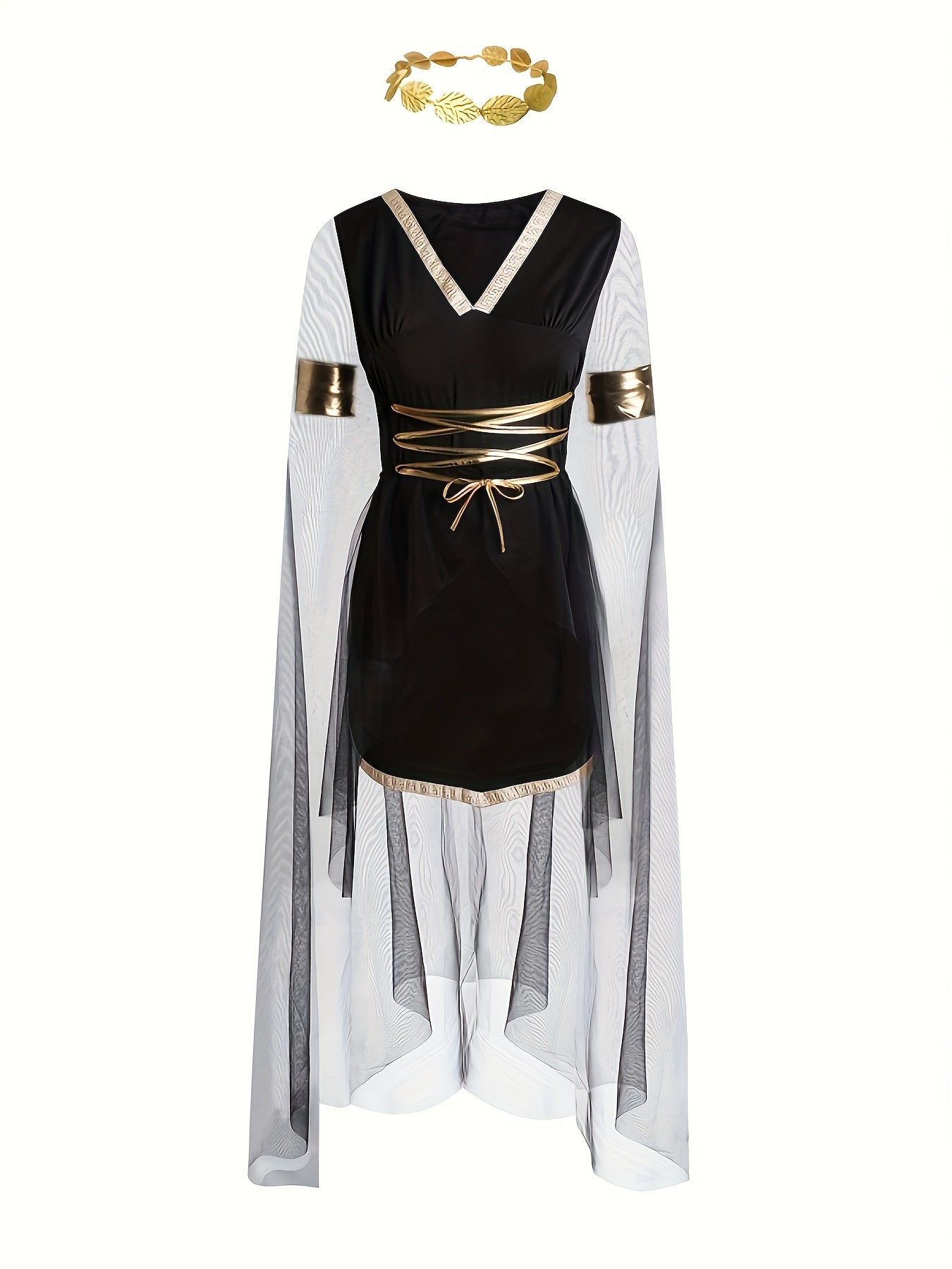 Medieval Halloween Costume Role Play Ancient Roman Greek Goddess Carnival Stage Outfit Set 4pcs Set: Dress+ Headpiece+ Sleeves+ Belt, Halloween Costumes Women, Womens Halloween Costume, Costumes For Women, Halloween Disfraz,