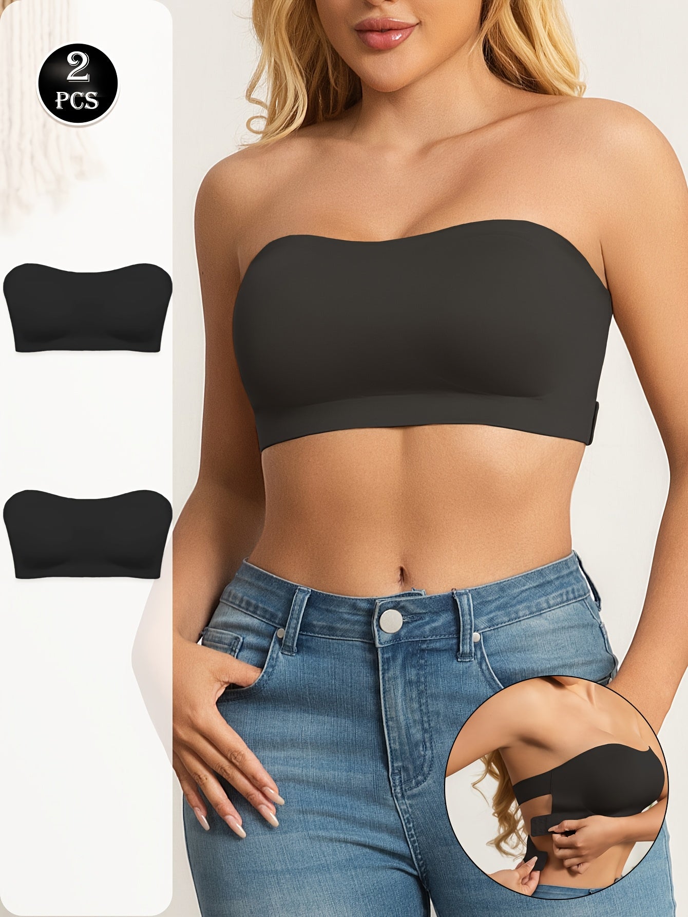 Reggiseno Fascia Senza Spalline - Bandeau Push-Up Senza Ferretto Seamless