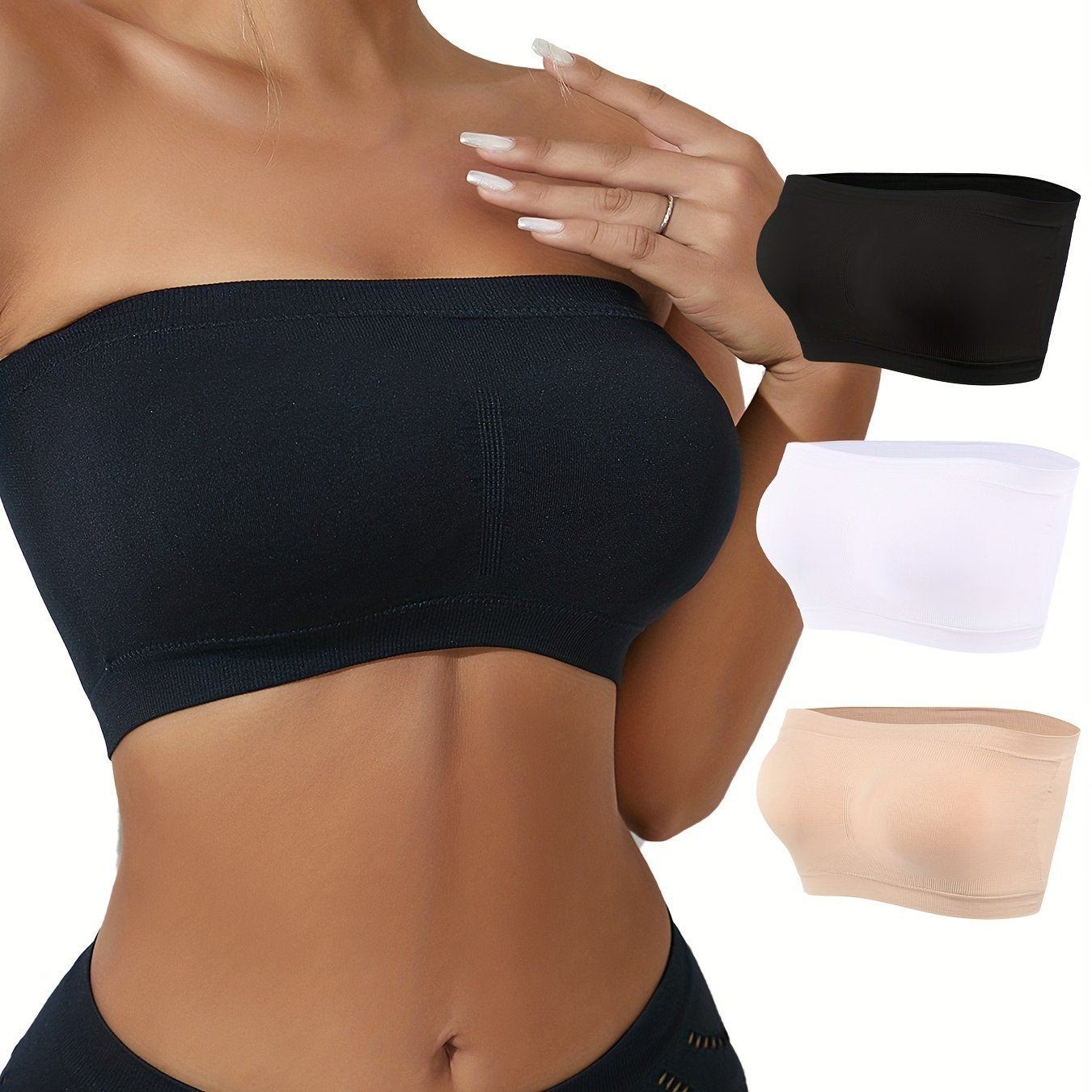 Set 3 Reggiseni Sportivi Senza Spalline - Bralette Alto Supporto Taglie Forti