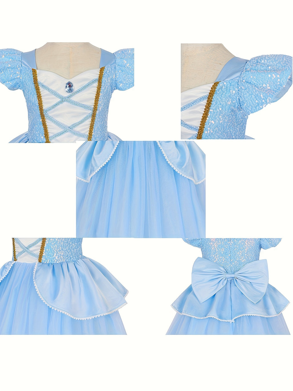 Vestito Principessa Bambina con Accessori – Costume Elegante per Carnevale Halloween e Feste