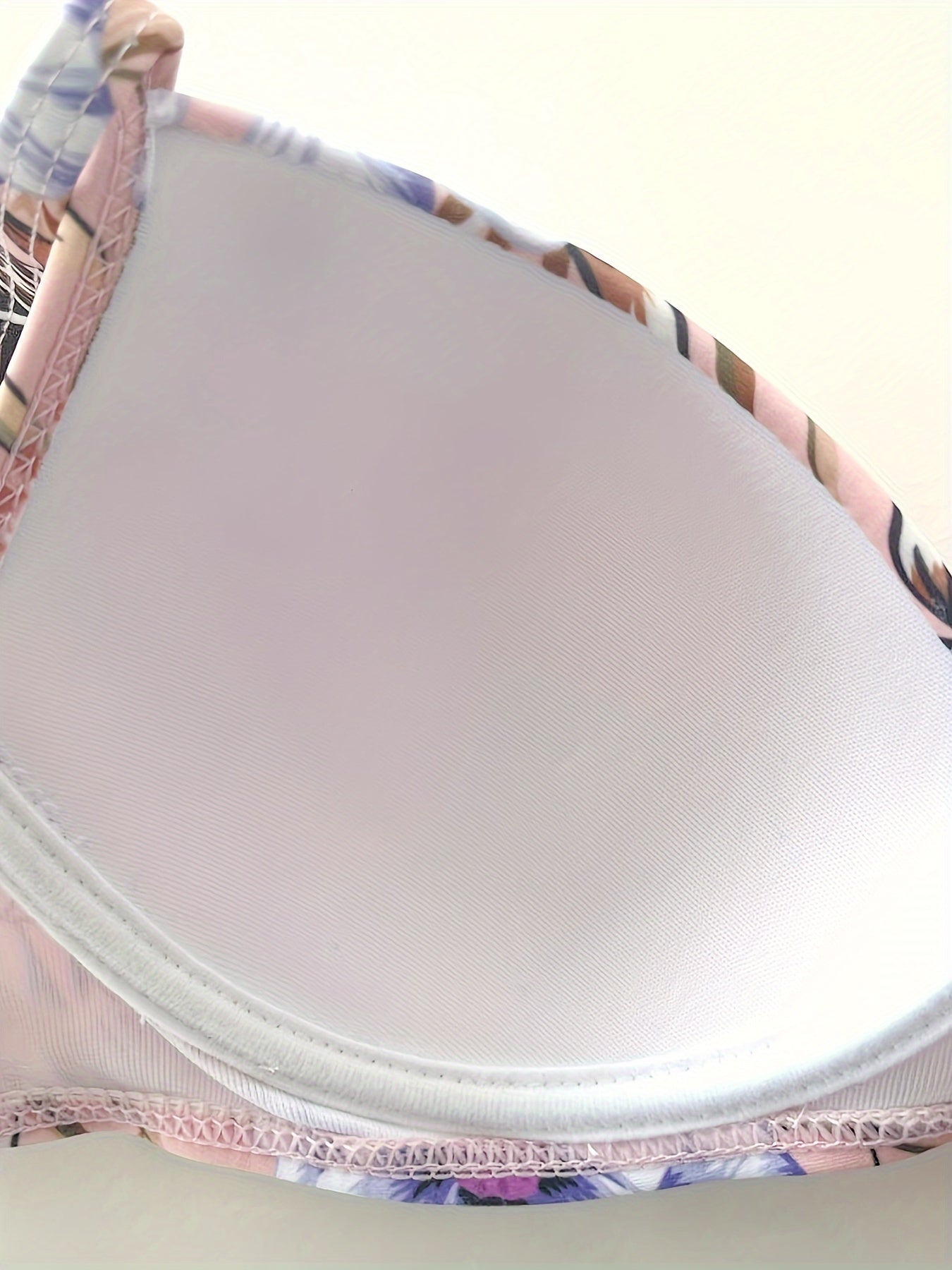 Bikini Donna 2 Pezzi Tropicale High Cut - Collo V Spalline Arricciate Laccetti