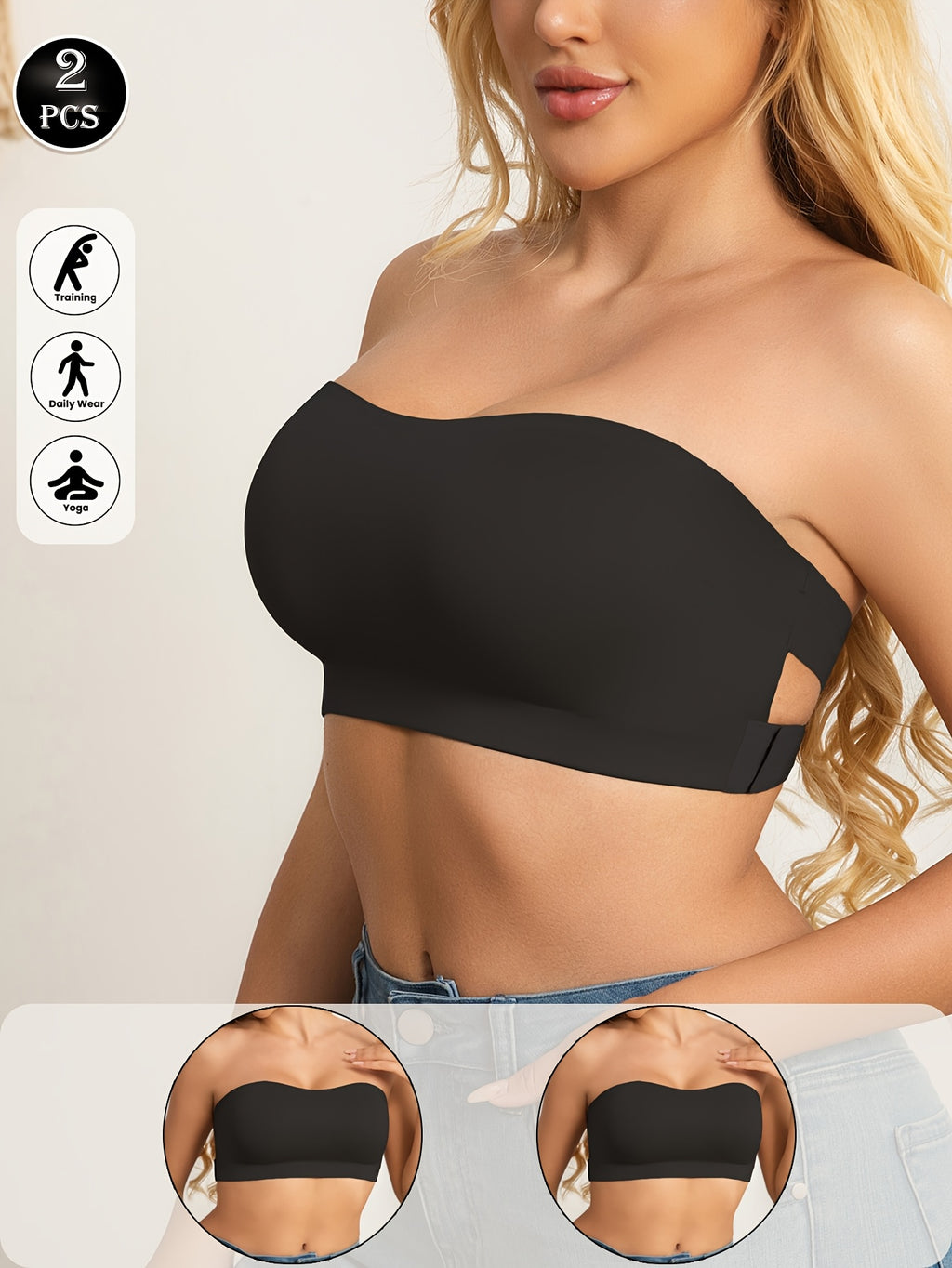 Reggiseno Fascia Senza Spalline - Bandeau Push-Up Senza Ferretto Seamless