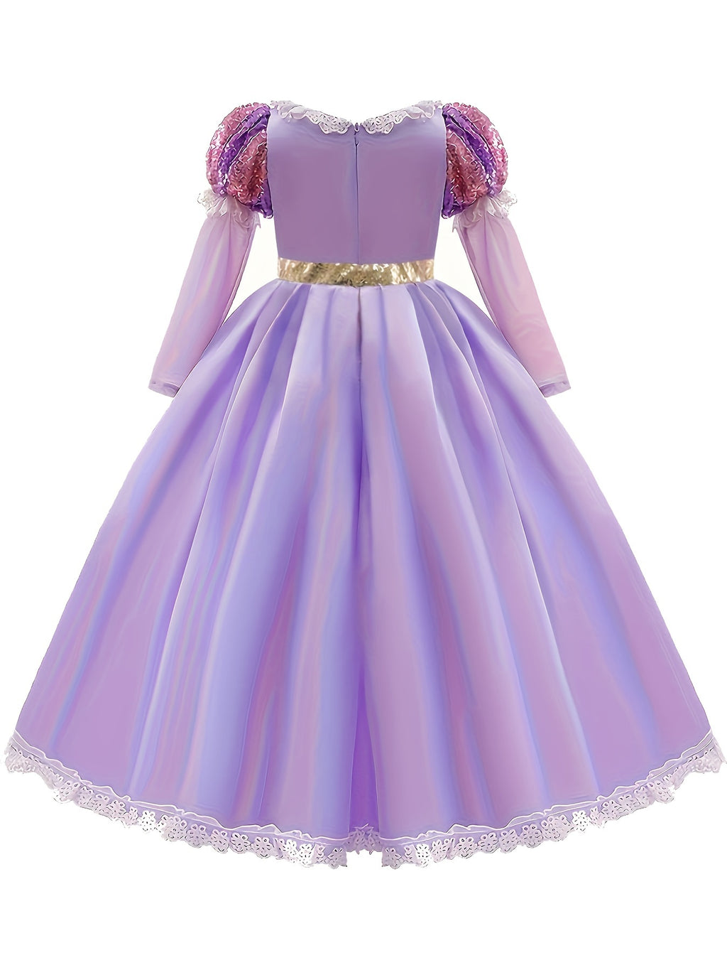 Vestito Principessa Viola con Tiara Dorata – Costume Bambina per Halloween e Feste