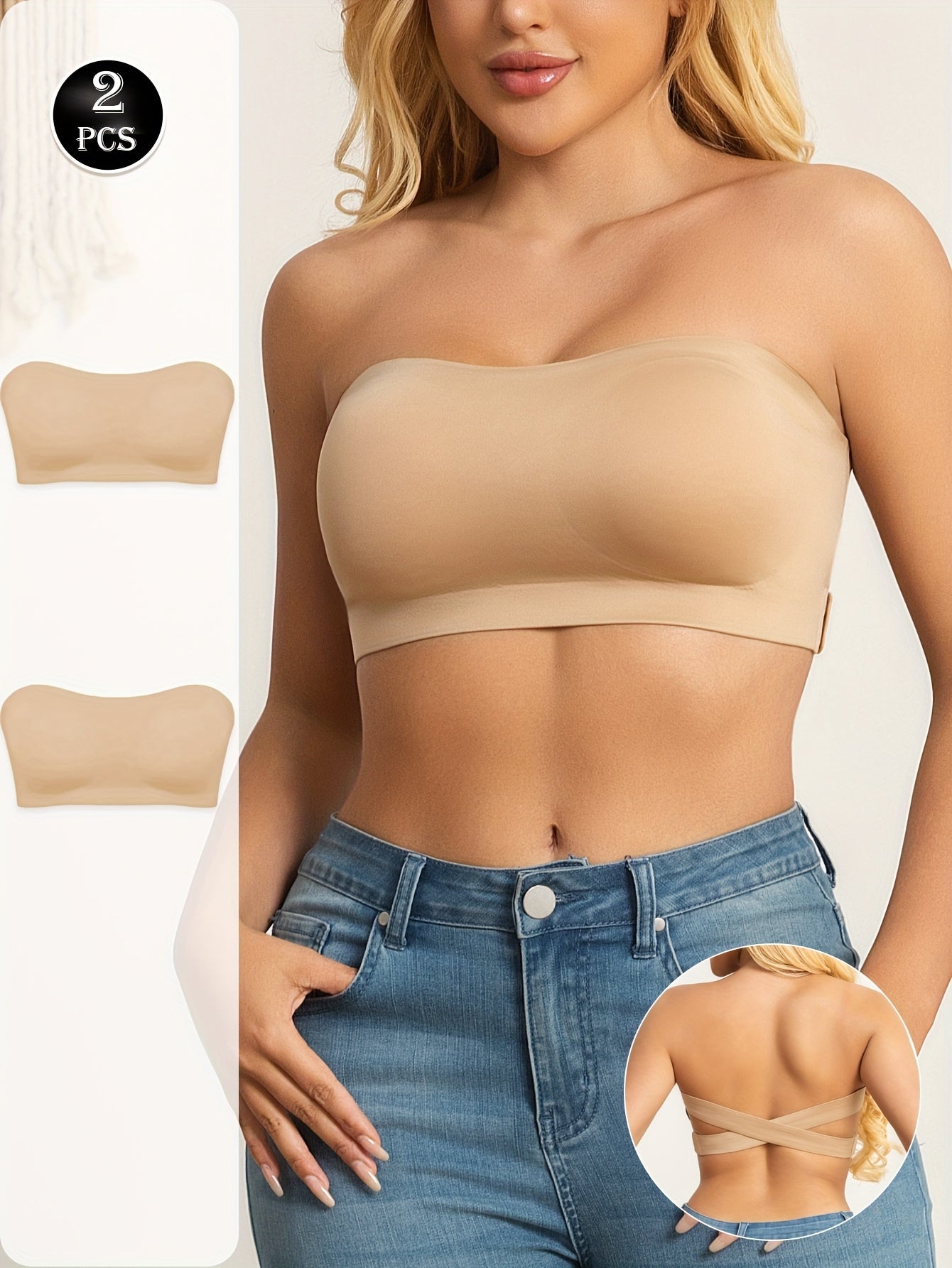 Reggiseno Fascia Senza Spalline - Bandeau Push-Up Senza Ferretto Seamless