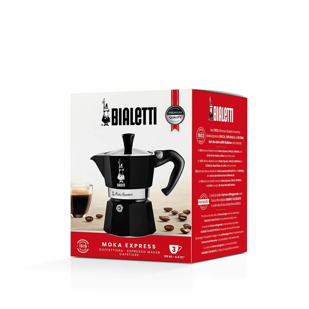 Italian Coffee Pot Bialetti MOKA EXPRESS Black Aluminium 200 ml-2