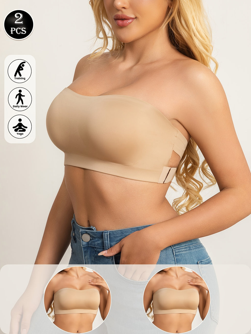 Reggiseno Fascia Senza Spalline - Bandeau Push-Up Senza Ferretto Seamless