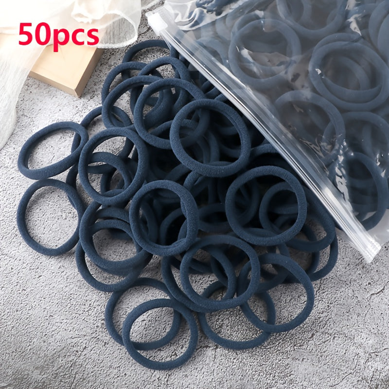 Set 50 Elastici per Capelli Donna - Fasce Elastiche Tinta Unita 4cm