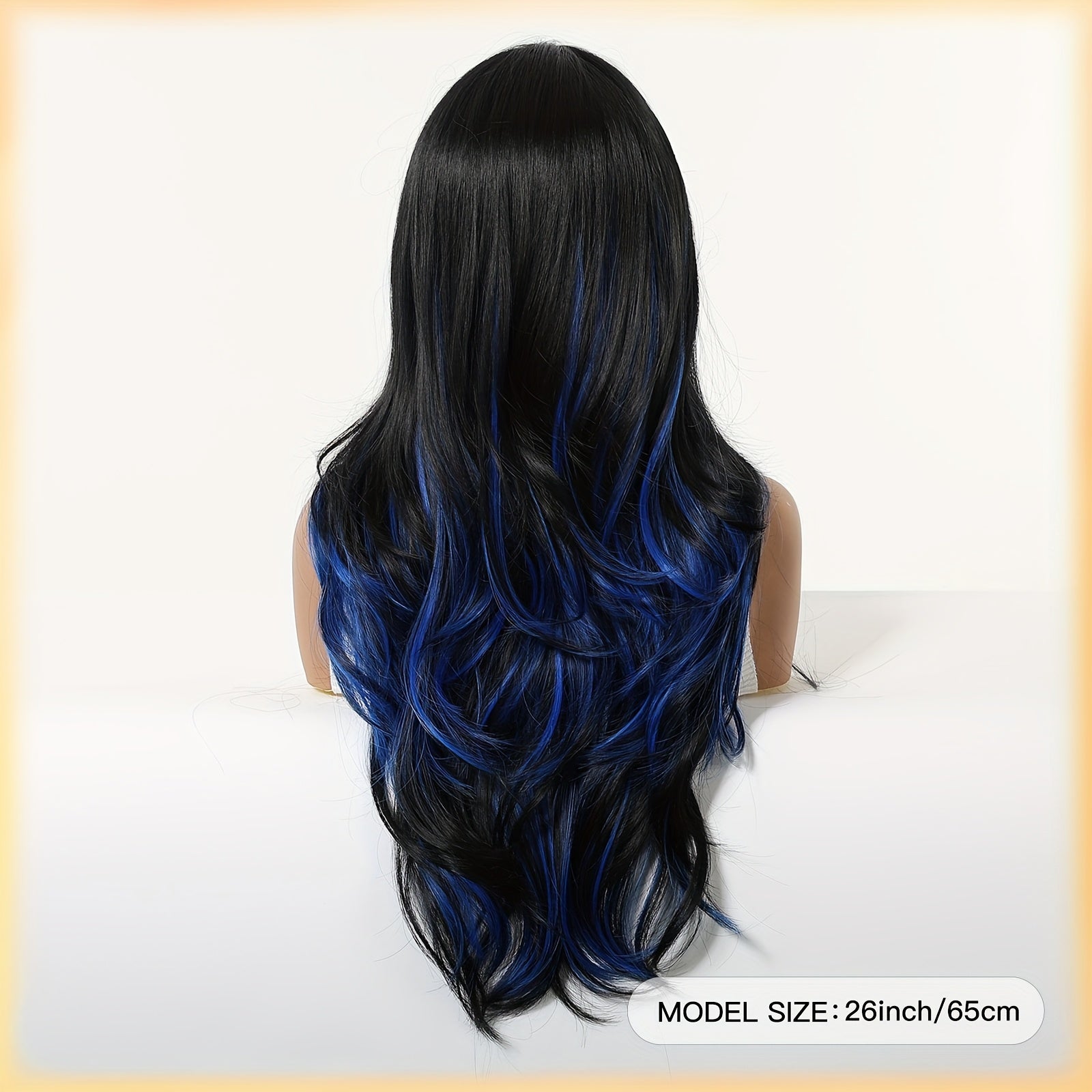 26 Inch Blue Dye Wavy Roll Women'S Wig with Mid-Parting - Vibrant Blue Ombre, Perfect for Halloween, Stage Performances, Role-Playing, Music Festivals, Carnival Costumes, Dance Parties, And More, Halloween Costumes