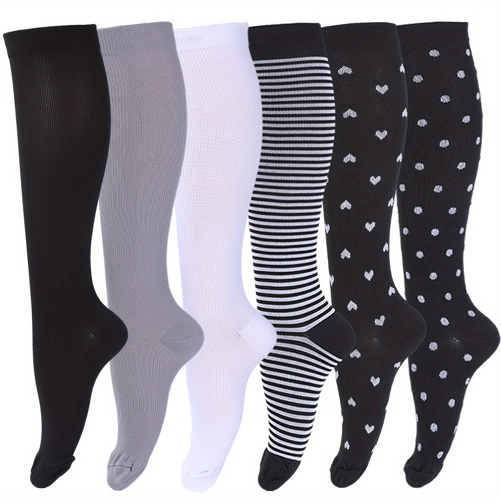 Set 6 Paia Calze a Compressione 15-20mmHg - Calzini Graduati Unisex