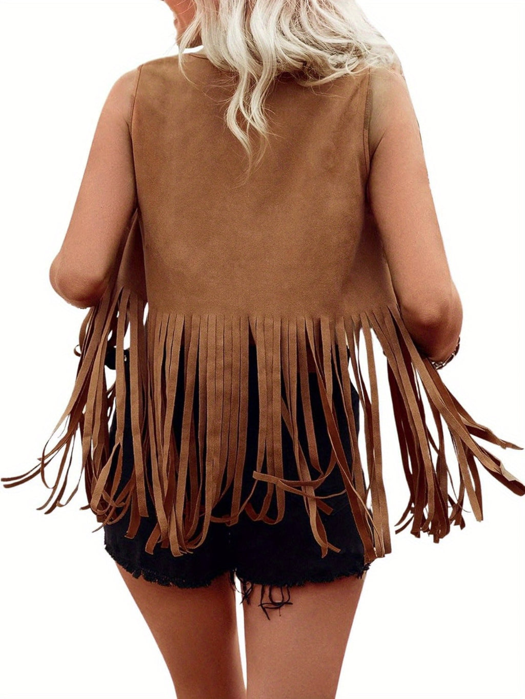 Summer Outfits For Women Rivet Tassel Vest Open Front Sleeveless Faux Suede Vest Jacket Hippie Costumes