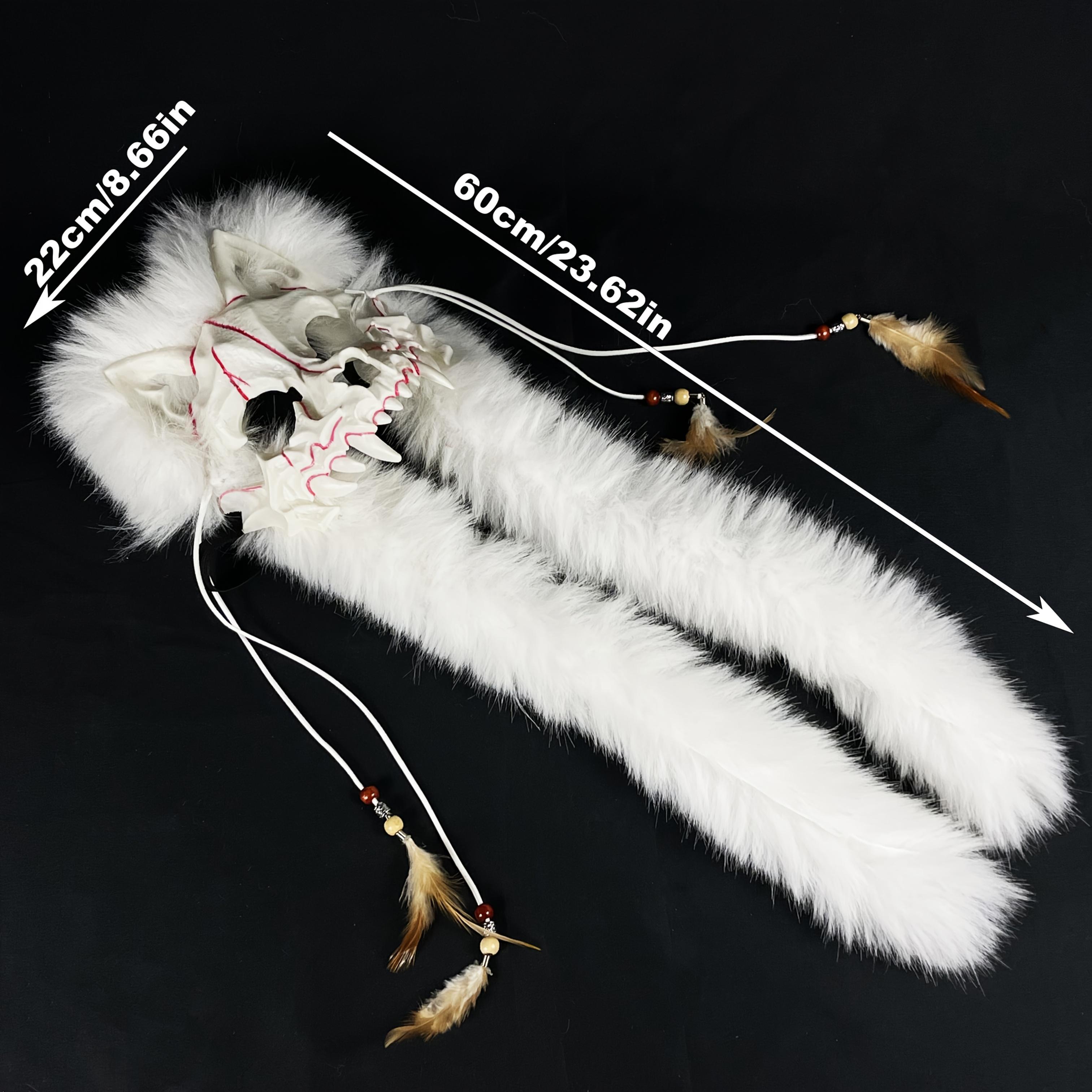 [Viking Warrior Mask] Viking Warrior and Wolf Mask with Faux Fur Headpiece | Carnival, Halloween, Winter Novelty Costume - No Battery