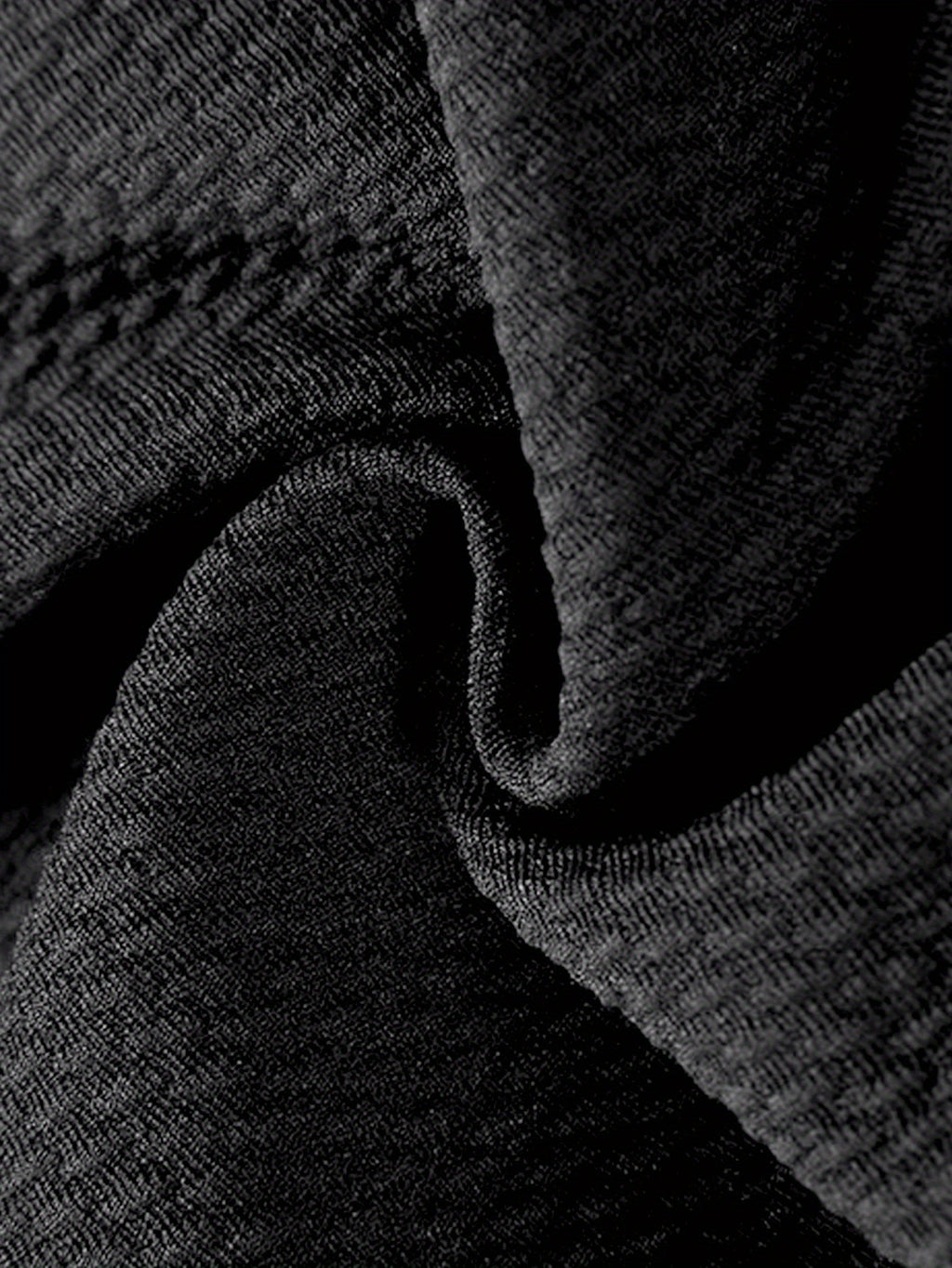 Bikini Donna 2 Pezzi Nero Vita Alta - Bordi Ruffle Elastico Tinta Unita