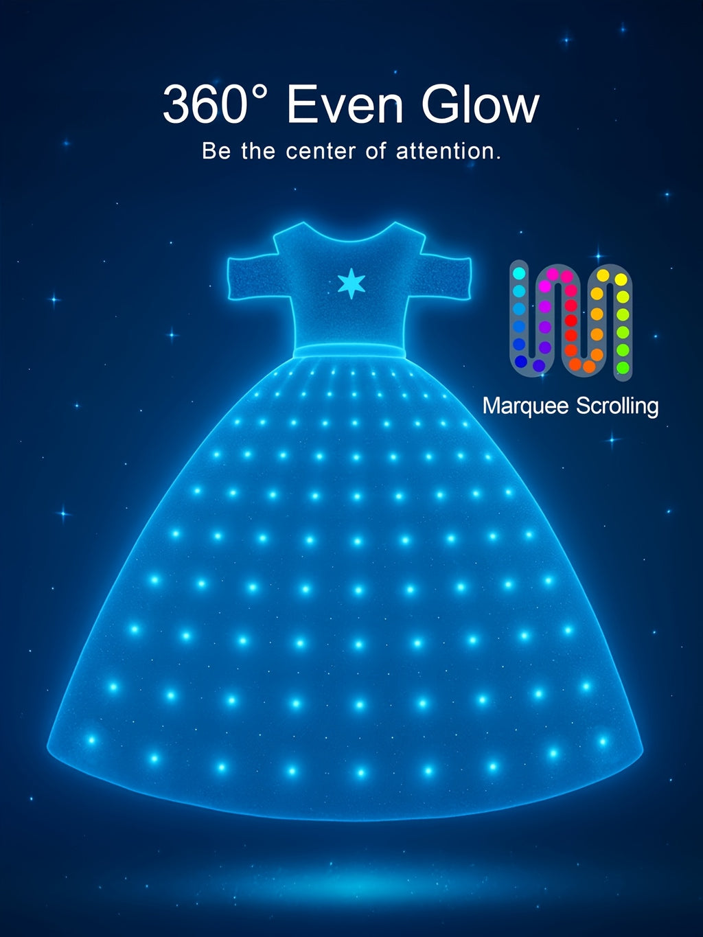 Vestito Principessa LED Bambina con Controllo Wireless – Costume Luminoso RGB per Feste