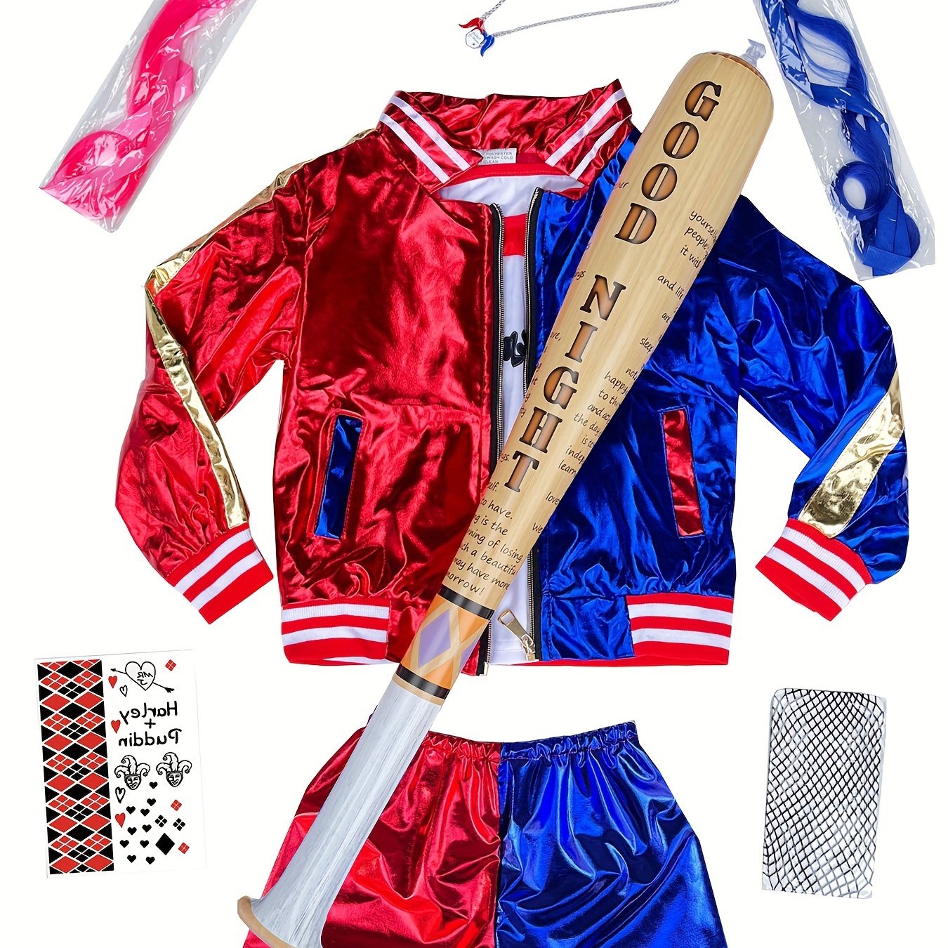 Set 8 Pezzi Costume Halloween Bambina Clown - Include Giacca Shorts e Accessori Perfetto per Feste Titolo: Set 8 Pezzi Costume Halloween Bambina Clown - Include Giacca Shorts e Accessori Perfetto per Feste