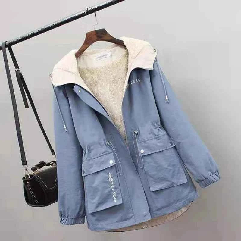 Women Winter Parkas Jacket 2024 New Add Velvet Thick Warm Outwear All-match Casual Short Loose Windbreaker Female Hooded Coat C