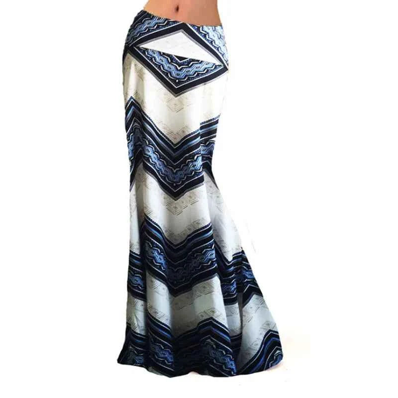 African Floral Long Skirts For Women 2025 New Summer Flower Print Women Plus Size Ladies Jupe Sexy Knit Hip Skirt Beach Saia 3XL