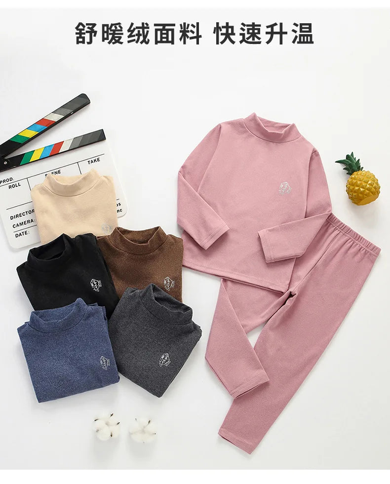 Children's Thermal Underwear Set Autumn And Winter Thick Boy And Girls Traceless New Baby Autumn Clothes Warm Soft Sleep Wear