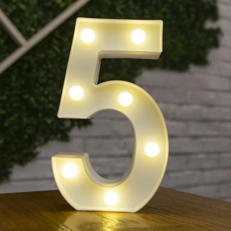 Alphabet Letter LED Lights Luminous Number Lamp Battery Warm Night Light for home Wedding Birthday Christmas party Decoration