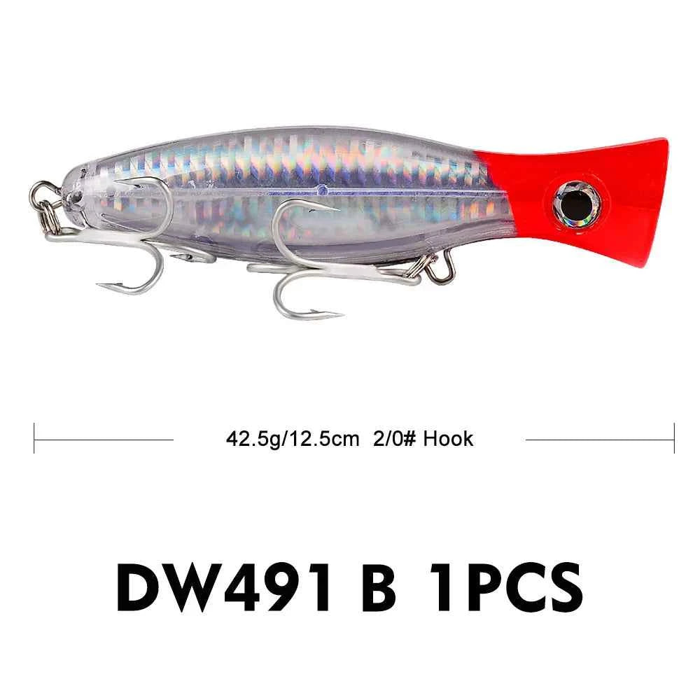 PRO BEROS Big Popper Wobbler Fishing Lure Floating Bait 43g Topwater Lure Whopper Saltwater Lures Isca Artificial Pike Tackle