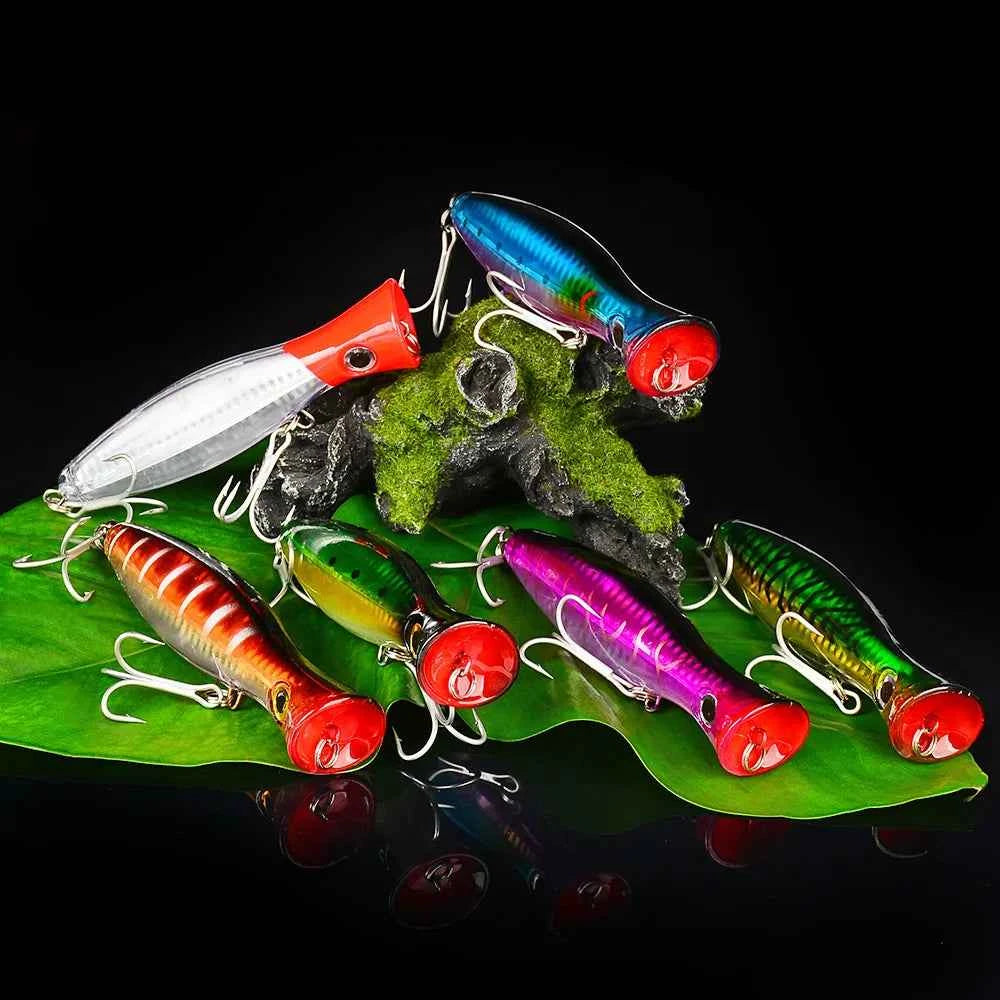 PRO BEROS Big Popper Wobbler Fishing Lure Floating Bait 43g Topwater Lure Whopper Saltwater Lures Isca Artificial Pike Tackle