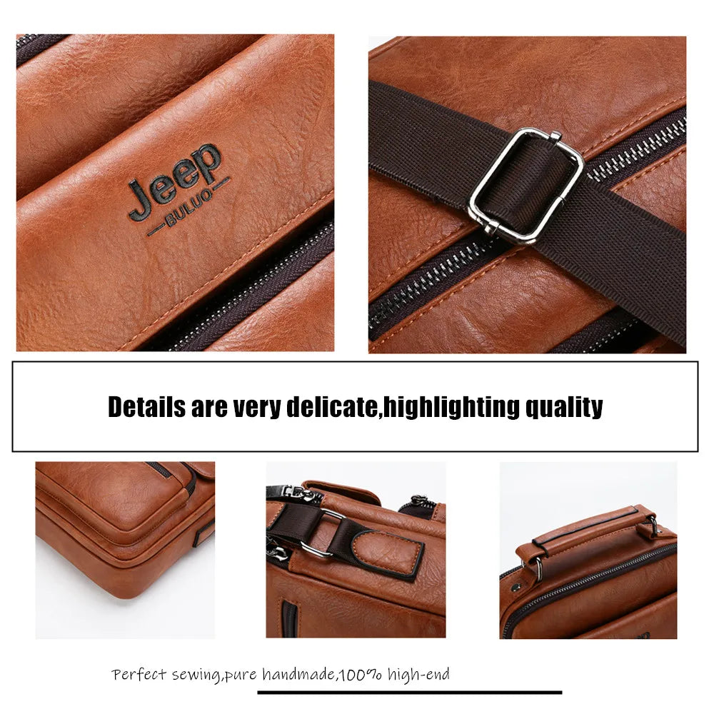 Borsa Uomo JEEP BULUO in Pelle – Grande Capacità, Tracolla Crossbody, Adatta per iPad 9,7" – Business e Casual