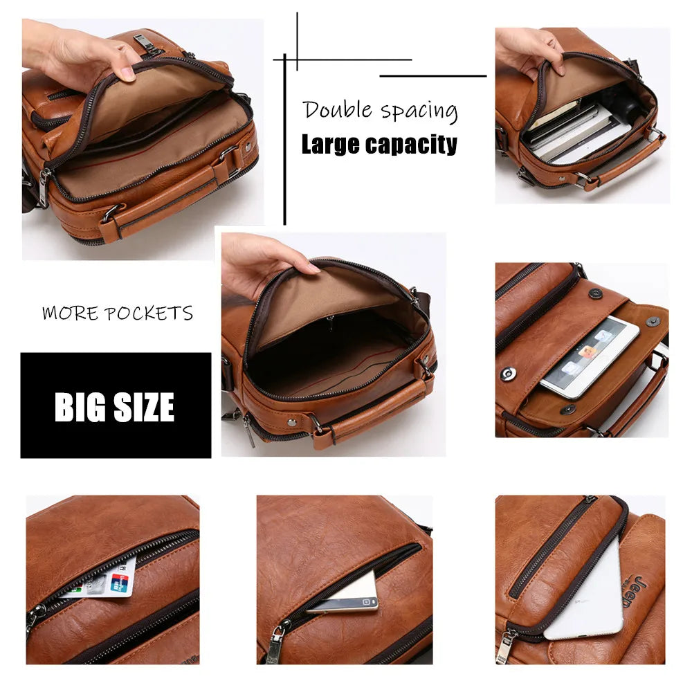 Borsa Uomo JEEP BULUO in Pelle – Grande Capacità, Tracolla Crossbody, Adatta per iPad 9,7" – Business e Casual